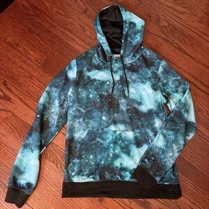 Men’s Teal Polyester Galaxy Hoodie